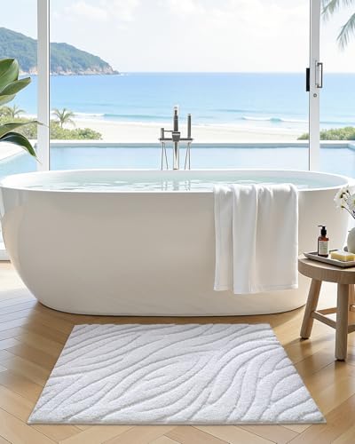Tapis de bain pour baignoire et évier blanc lavable en machine