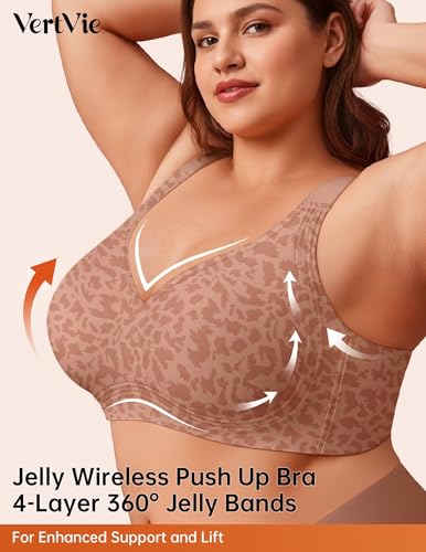 Image of Vertvie Jelly Bras for Women No Underwire Minimizer Support | Plus Size Older Lift, Full Coverage & Smoothing Back, Push Up, Separation & Supportive, Soft Comfy Seamless Wireless Bralette