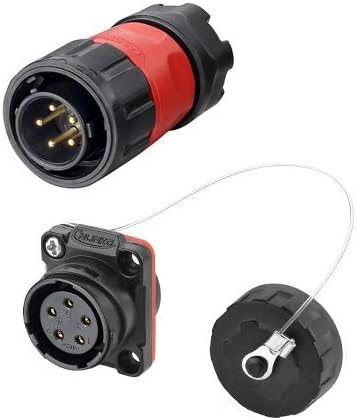 CNLINKO 5 Pin Power Industrial Circular Connector, Male Plug & Female Panel Mount Receptacles Socket Jack, Outdoor Waterproof IP67, AC DC