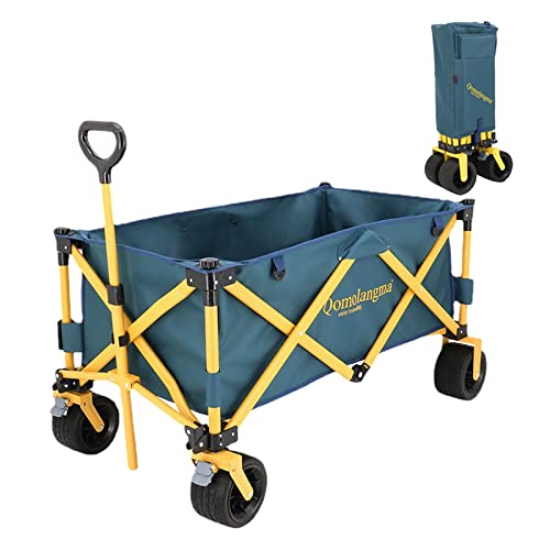 OLYSPM Bollerwagen Faltbar Bollerwagen Kinder mit Bremse,4"/10cm breite All-Terrain-Räder,kompakte Handwagen,360 °-Lenkgartenwagen Strandwagen,Last bis 110kg Cover