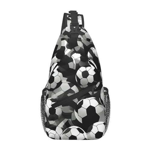 Morrales Crossbody con Estampado Balón de Fútbol Blanco y Negro