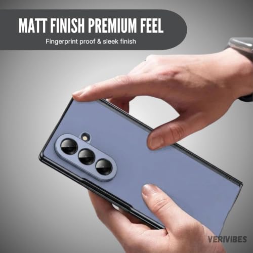 Image of Ultra Hybrid Luxury Leather Case Compatible with Samsung Galaxy Z Fold 8 Ultra (2026) 360 Hinge Protection, Slim Shockproof Back Cover, Anti-Scratch Design, Tempered Glass Protection - Blue