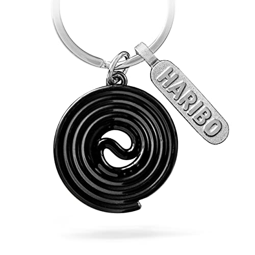 TROIKA Llavero con colgante de regaliz Haribo de metal y PVC en color plateado y negro, HB-K09/BK, plateado/negro, 9,5 cm, Moderno