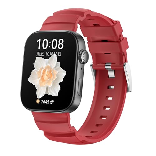 CZhkg Silicona Sendero Salvaje Correa para Huawei Watch Fit 4 Pro Strap, Transpirable Correa de Reloj Deportiva Bands Pulseras Ajustable Wristband Brazalete para Huawei Watch Fit 4/Fit 3 (rojo)