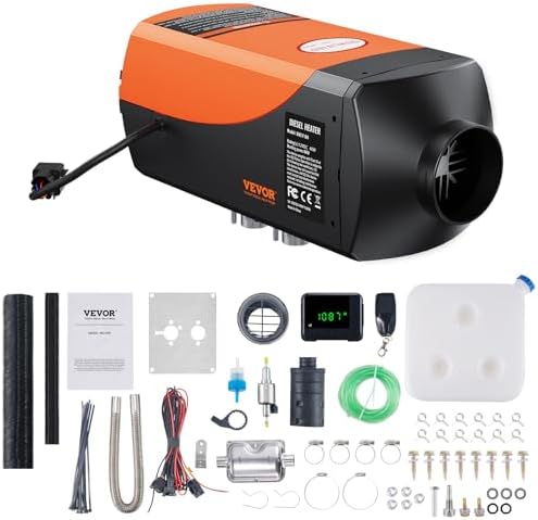VEVOR Diesel Air Heater, 12V 5KW Diesel Heater with Remote Control and LCD, 10L Fuel Tank Diesel Parking Heater, Rapid Heating and Low Noise for RV Trailer Camper Van Boat And Indoors