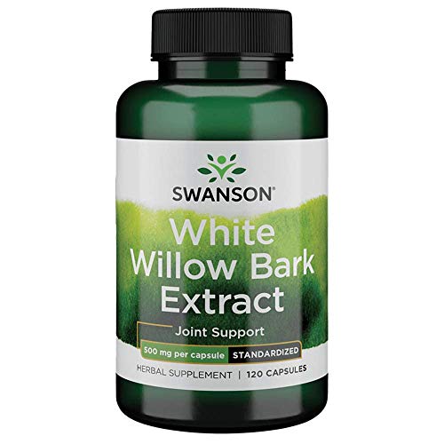 Swanson White Willow Bark Extract - Promotes Joint Support and Muscle Relief - Standardized to 15% Salicin - Natural Supplement with No Stomach Irritation - (120 Capsules, 500mg Each)