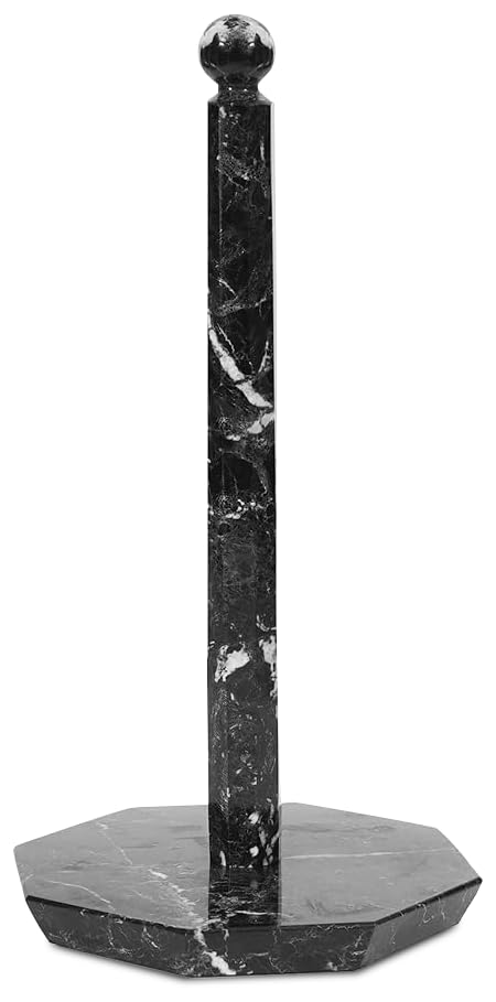 Marmeren Papier Handdoekhouder Vierkant Wit 12.5 Inches Handgemaakte Handdoekhouder Stand voor Keuken Tafel - Papieren Handdoekhouder Aanrechtblad, Keuken Handdoekhouder (Black