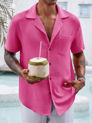 Runcati Mens Button Down Shirt Casual Cuban Short Sleeve Yoga Hippie Summer Beach Tops2