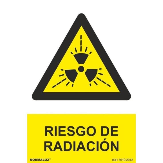 Cartel de aviso industrial con tintas UV Riesgo de Radiación SEKURECO