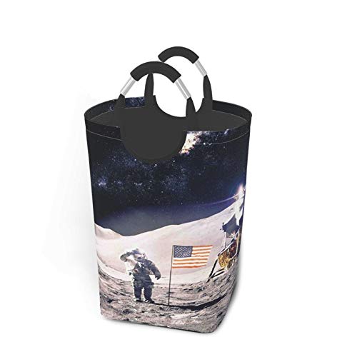 Wäschesack,Weltraumastronaut auf Mondmission drucken,Großer faltbarer Wäschekorb,zusammenklappbarer Wäschekorb,zusammenklappbarer
