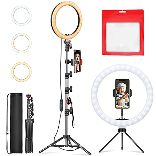 10.2\" Ring Light with Stand and Phone Holder, UEGOGO LED Circle Light, 3 Light Modes & 11 Brightness Level, Desk Makeup Ring Light for Photography/Live/YouTube TikTok, Compatible with iPhone/Android