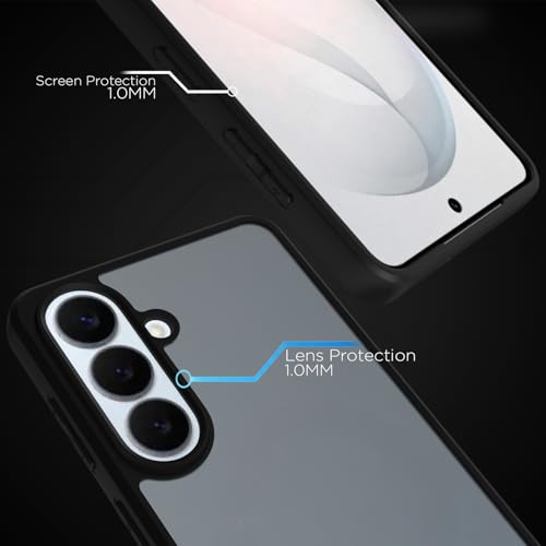 Image of RIGGEAR Shockproof Sleek Hybrid Armor Back Cover Case for Samsung Galaxy S26 (Smoke Black Matte PC + Black TPU Bumper)