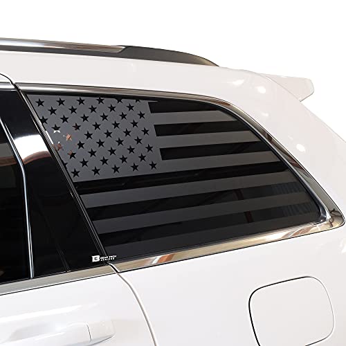 Bogar Tech Designs - Precut American Flag Rear Side Quarter Window Decals Compatible with Jeep Grand Cherokee 2011-2021, Matte Black