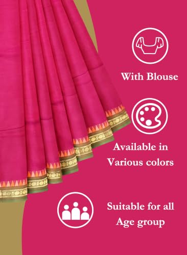 Image of Women's Chettinad Cotton Sarees | Handloom Saree with Blouse | Pure Cotton Sarees for Women Daily use and All Occasion Wear| Soft, Comfort Cotton Saree
