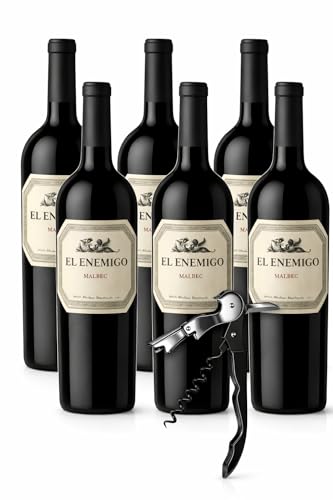 El Enemigo Malbec 750 ml – Pack 6 Botellas + Sacacorchos Profesional de Regalo | Vino Tinto Mendoza Argentina