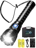 Siuyiu Scuba Tauchlampen, 6000 Lumen Unterwasser-Taschenlampe, Tiefste 150m IPX68 Wasserdicht, Lichtstarke XHP70 LED-Taschenlampe