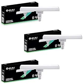 Bajaj Ivora Plus Linear LED Lamp 18W Cool Day Light B22 (Pack of 3, White), Medium, 830429-Pk3