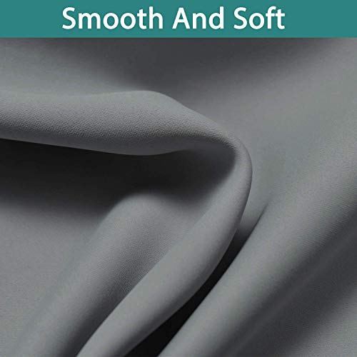 Image of Yakamok Soft and Smooth Full Shading Curtains, 100% Blackout Curtains for Bedroom, 2 Thick Layers Thermal Insulated Drapes with Black Liners (52Wx63L, Grey, One Pair)