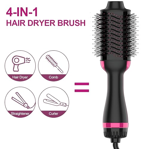 Image of One-Step Hair Dryer Brush and Volumizer Hot Air Brush 4-in-1 Blow Dryer Styler Detangler Combinations Ceramic Tourmaline Ionic Technology Anti-Frizz Salon Blowout Machine for Women All Hair Types