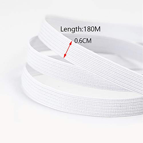 White Braided Elastic Band For Sewing, 200 Yards 1/4 Inch Elastic Cord/Elastic Rope - Heavy Stretch Knit Braided Elastic Band For Sewing Crafts Diy Jewelry Making Bedspread Cuff #TOP1