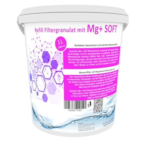 ReFill Filtergranulat mit Mg+ Ersatz für BWT Magnesium Mineralized und Aarke Enriched Mg+ Soft Filtergranulat von Aquintos (1L MG+SOFT)