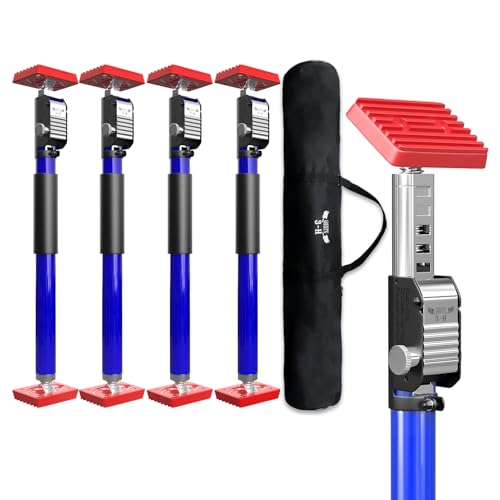 3-H Third Hand Telescopic Support Pole Heavy Duty, All-Steel Support Rod for Cabinet Jacks Cargo Bars Drywall Support-165 lbs Capacity and Extends from 15.7 to 27.5 Inch, 4 Pack(Blue)