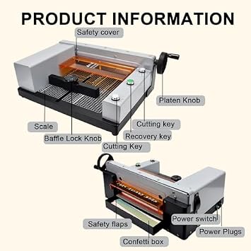 Heavy Duty Electric Guillotine Paper Cutter - 1.57 In Auto Cutting Thickness, Commercial Grade Trimmer With Scale Panel For Cardstock, Leather, Pvc
