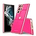 Teageo for Samsung Galaxy S22 Ultra 5G Case for Women Girl Cute Love-Heart Luxury Soft Back Cover Raised Full Camera Protection Bumper Silicone Shockproof Phone Case for Galaxy S22 Ultra, Hot Pink