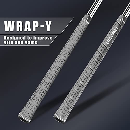 CHAMPKEY WRAP-Y Rubber Golf Grips 13 Pack (Do Not Include 15 Tapes) - All Weather Performance, High Feedback and Traction Golf Club Grips (Standard, Gray) - Thumbnail 2