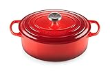 Le Creuset Cast Iron Signature Oval Casserole, 25cm, Cherry Red