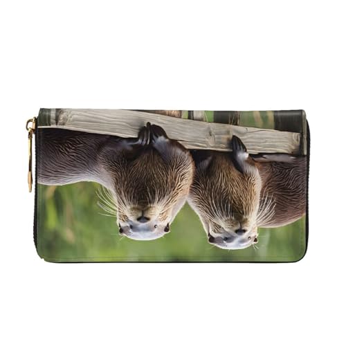 Cute Otter Long Leather Wallet,Large Capacity Soft Pu Leather Purse For Women With Multiple Card Slots Phone Pocket And Zipper Coin Purse Stylish Phone Card Holder Clutch2