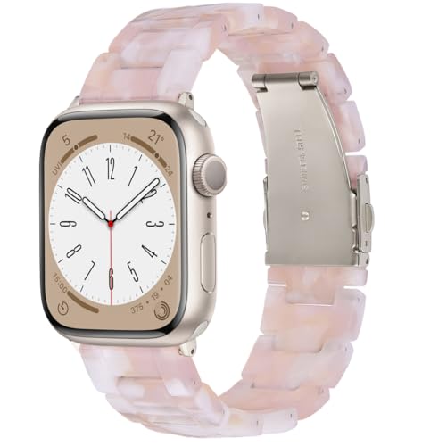 CRIS-BAND Compatible with Resin Apple Watch Bands Series 7/8/9/10/11 46mm 45mm 44mm 42mm for Women,Fancy Strap for iWatch Ultra 3/2 49mm Series 6/5/4/3/2/1/SE3 Slim Light Bracelet Wristband