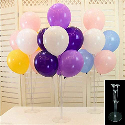 Image of Partycat Balloon Stand Kit (Pack of 2) - Clear Table Balloon Holders with 14 Sticks, 14 Cups, and 2 Bases, Reusable Decoration for Birthdays, Weddings, Anniversaries, Party Centerpieces, Table Display