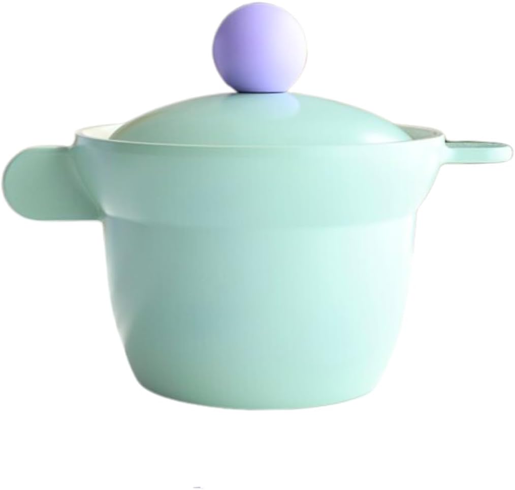 Better Finger Kitchen Essential 6 Inch Rice Pot with 2 Lids, Healthy Nonstick Ceramic Coating Cooking 1.6QT Stockpot, Soup Pot, Induction Compatible Cookware, Made in Korea (Mint)