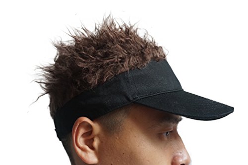 Flair Hair Sun Visor Cap with Fake Hair Wig Novelty Baseball Cap Light