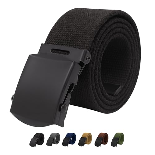 Canvas Military Golf Belt with Black Buckle and Tip - Up to 55