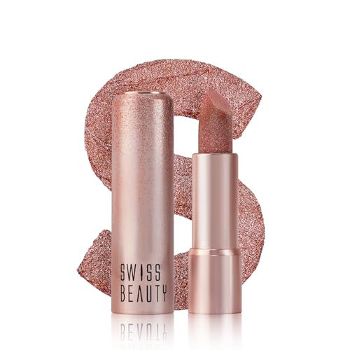 Image of Swiss Beauty More Than Glitter Lipstick | Glittery Finish | Nourishing | With Vitamin C | One Swipe Smooth Glide | Shade- 1 Sparkle Gold, 3gm