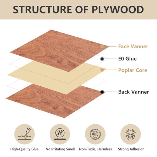 Creatorally 3mm Sperrholzplatte, 6 Stück Sperrholz 30x30cm Unbehandeltes Holz, Holzplatte für Laser Gravur, CNC Schneiden, Malerei, DIY Modell Heimdekoration (Rosenholz)