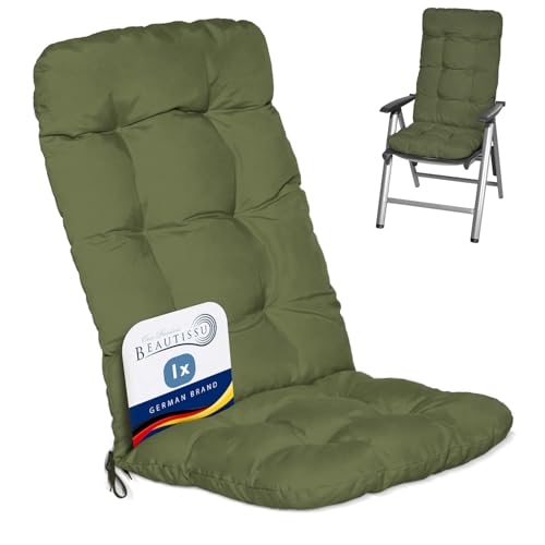 Beautissu Coussin Exterieur Jardin Flair HL - Coussin Chaise Jardin pour Chaise, Fauteuil ou transat de Jardin, terrasse ou Balcon - 120x50x8cm - Dossier Haut...