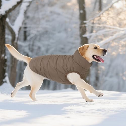 ASENKU Hundemantel Winter Hundemantel wasserdichte für Grosse Hunde Warme Fleece Hundejacke mit Geschirr Winddichte Wintermantel Hund Kleidung L