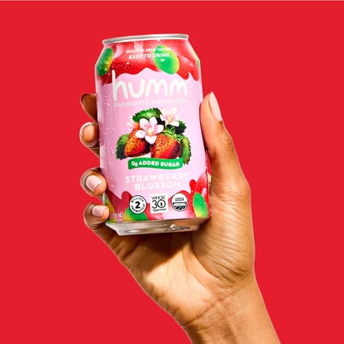 Humm Whole30 Approved Kombucha Variety Pack, Strawberry Blossom, Cherry Limeade, Ruby Red Grapefruit, Organic, Vegan & GMO Free (12 Pack)