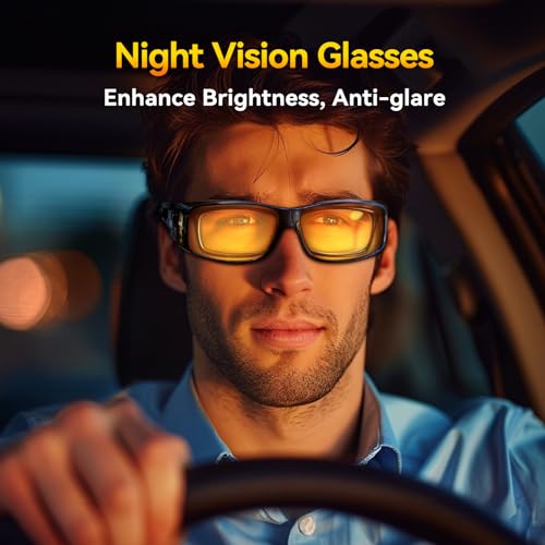 Dollger Night Vision Glasses for Women Men,Fit Over Prescription Glasses with Anti Glare Yellow Lens2