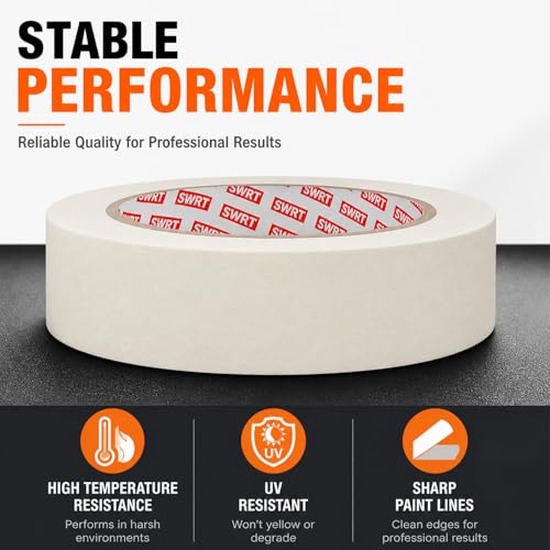 Image of SWRT Masking Tape 0.75 Inch x 55 Yards x 10 Rolls, Bulk White Painting Tape | Clean Removal; Easy Hand Tear; Writable Surface; Painting & Crafts; Labels & Organizing; Light Packaging