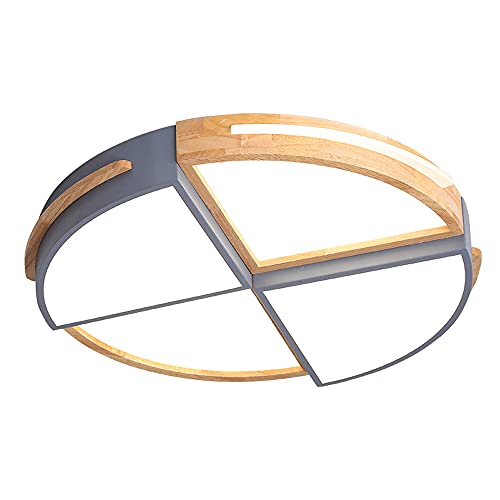 Plafonnier LED encastré en bois 48W 6500K rond luminaire de plafond plat pour cuisine