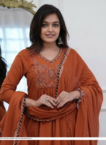 Image of MITZO Rayon Straight Kurta with Palazzo & Dupatta | Stylish Kurta Set for Women | Party & Casual Wear Kurti Set | Ethnic Dress for Women