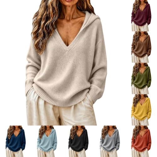 Cashmere Sweaters for Women Hoodie V Neck Pullover Casual Fall Tops 2026 - image 1