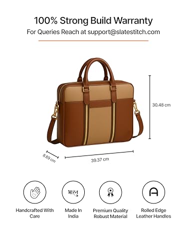 Image of Vegan Leather Laptop Messenger Bag for Men & Women | 15.6 Inch Office Shoulder Bag with Padded Laptop Compartment Multi-Pocket Travel Satchel Adjustable Strap Business Bag | Alls