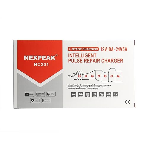 Nexpeak NC201 10-Amp Battery Charger, Smart Trickle Charger 12V 24V Car Battery Charger Fully Automatic Maintainer Desulfator W/Temp Compensation thumb #7