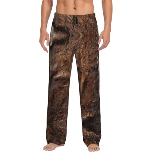 AKDODK Pijama de piel de vaca marrón con estampado artístico ligero, informal, con bolsillos, suave y cómodo, Negro , XL