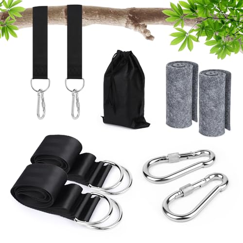 Sujeciones y anclajes para hamacas 3 VFANDV Correas de Hamacas para Exteriores, Hamaca Correas de árbol Cinturón de Suspensión 150cm, Correas de Columpios de Árbol con Cojines de Protección de árboles para hamacas de Patio de Camping